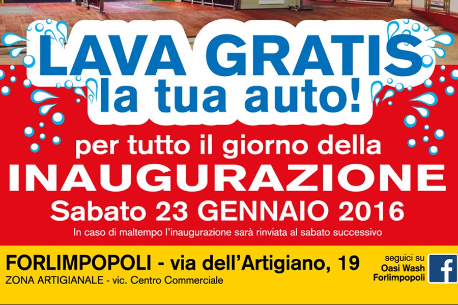 Inaugurazione Oasi Wash Forlimpopoli - Sabato 23 gennaio 2016